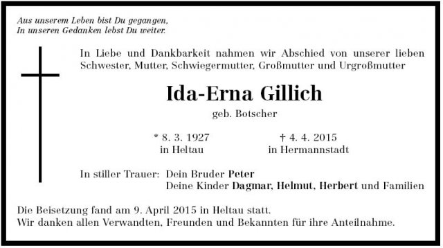 Botscher Ida 1927-2015 Todesanzeige